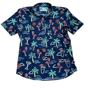 Chubbies Navy Tropical Print Polo